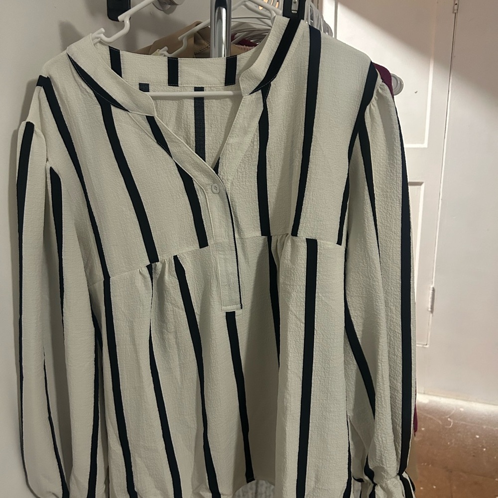 Striped Black and White Women's Top